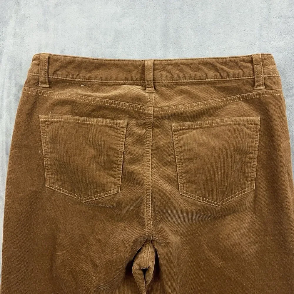 Talbots Corduroy Straight Leg Pants Womens Size 10 Petite Brown Stretch